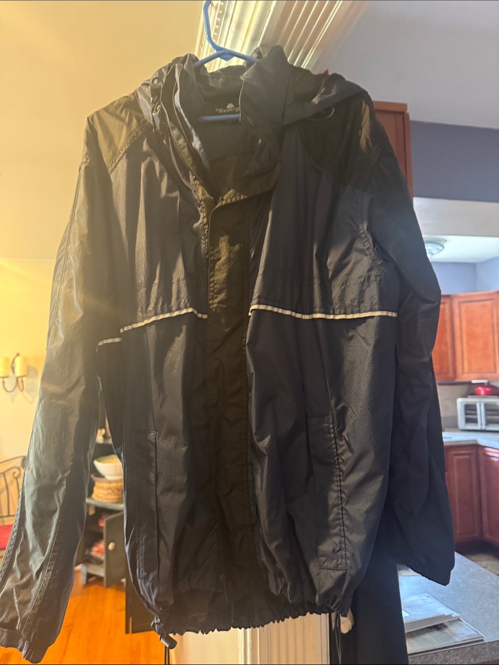 Men's Black Hooded Windbreaker Jacket